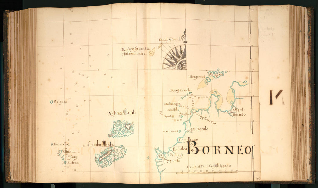 This old map of 58) Borneo from Buccaneer Atlas from 1690 was created by William Hacke in 1690