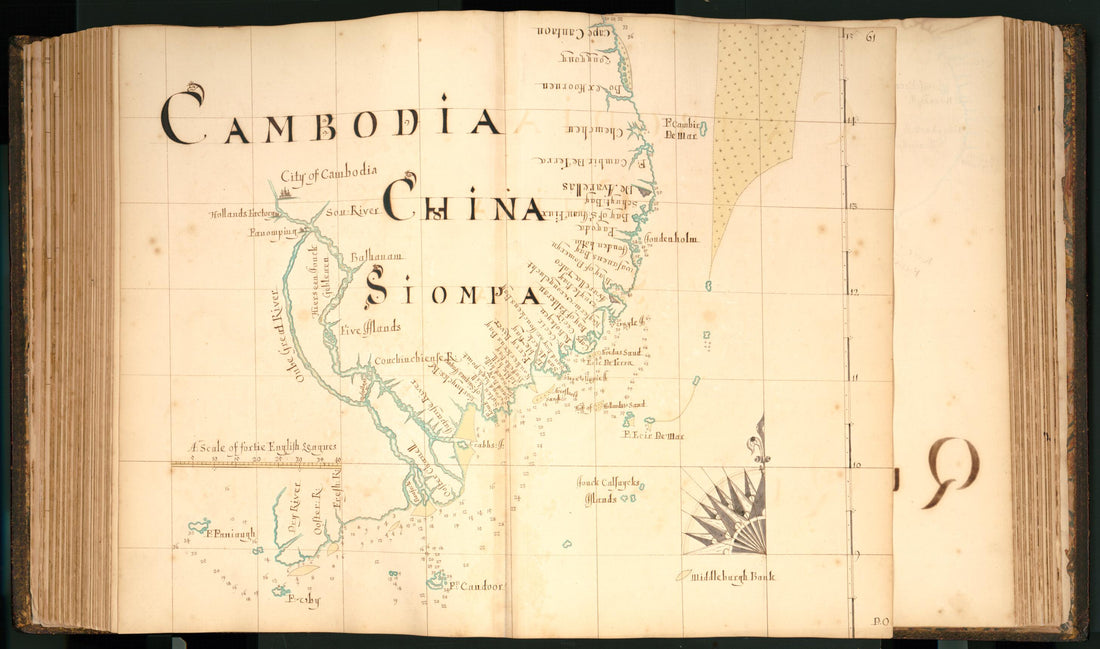 This old map of 61) Cambodia, China, Siompa from Buccaneer Atlas from 1690 was created by William Hacke in 1690