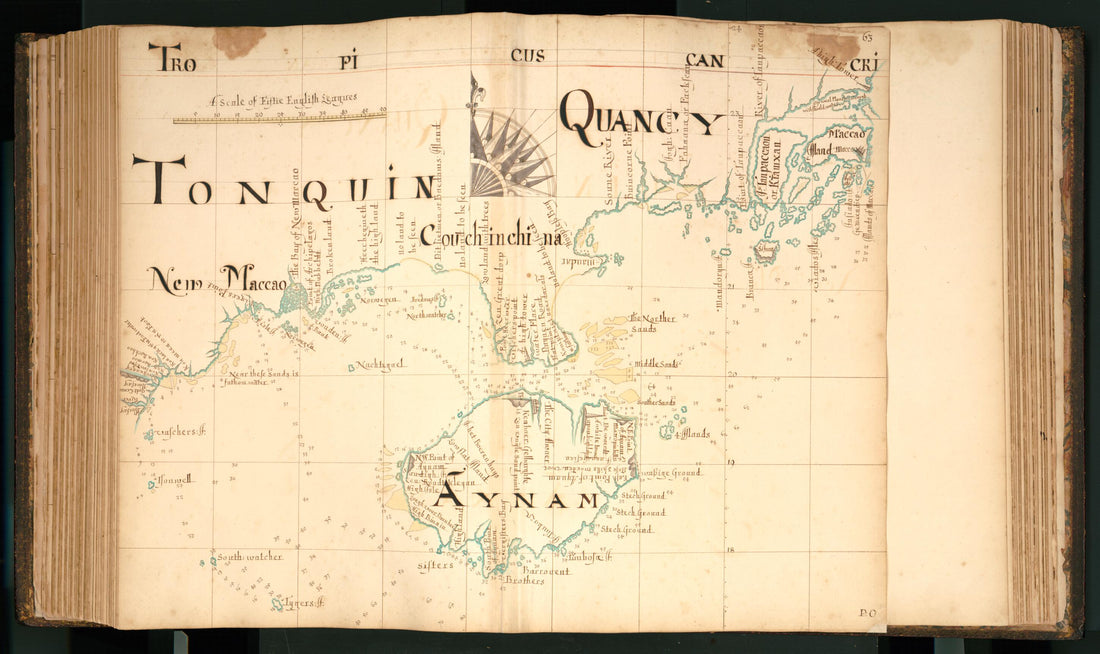 This old map of 63) Tonquin, Qunacy, Aynam from Buccaneer Atlas from 1690 was created by William Hacke in 1690