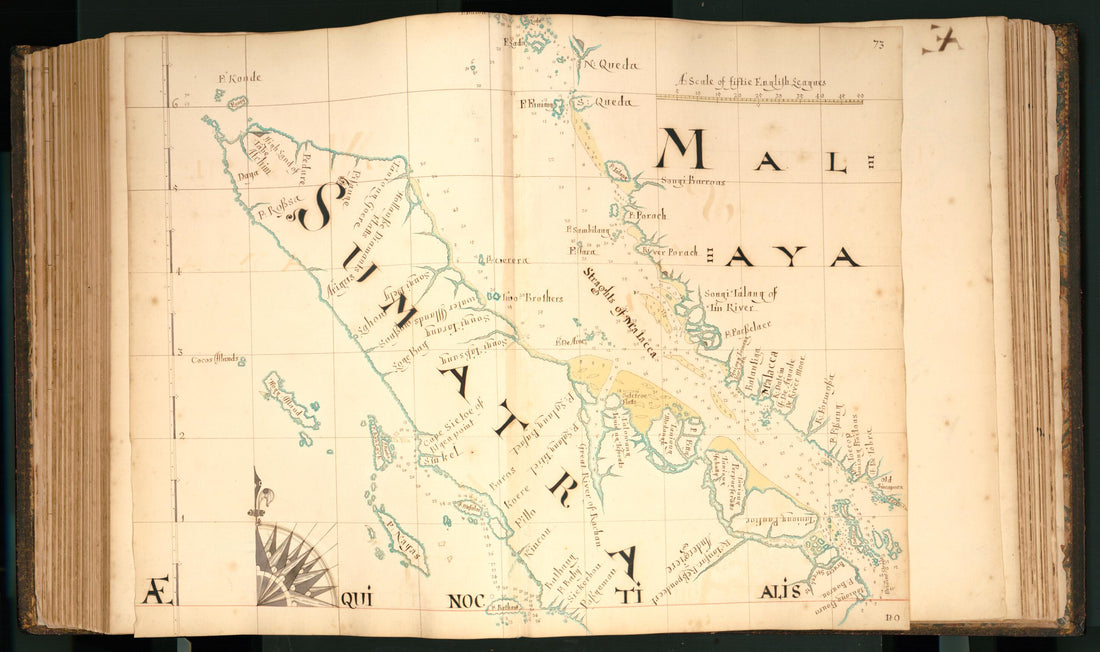 This old map of 73) Sumatra, Malaya from Buccaneer Atlas from 1690 was created by William Hacke in 1690