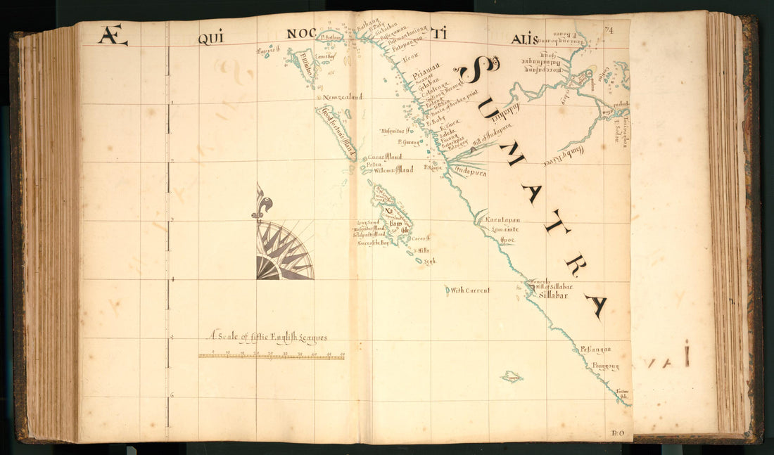 This old map of 74) Sumatra from Buccaneer Atlas from 1690 was created by William Hacke in 1690