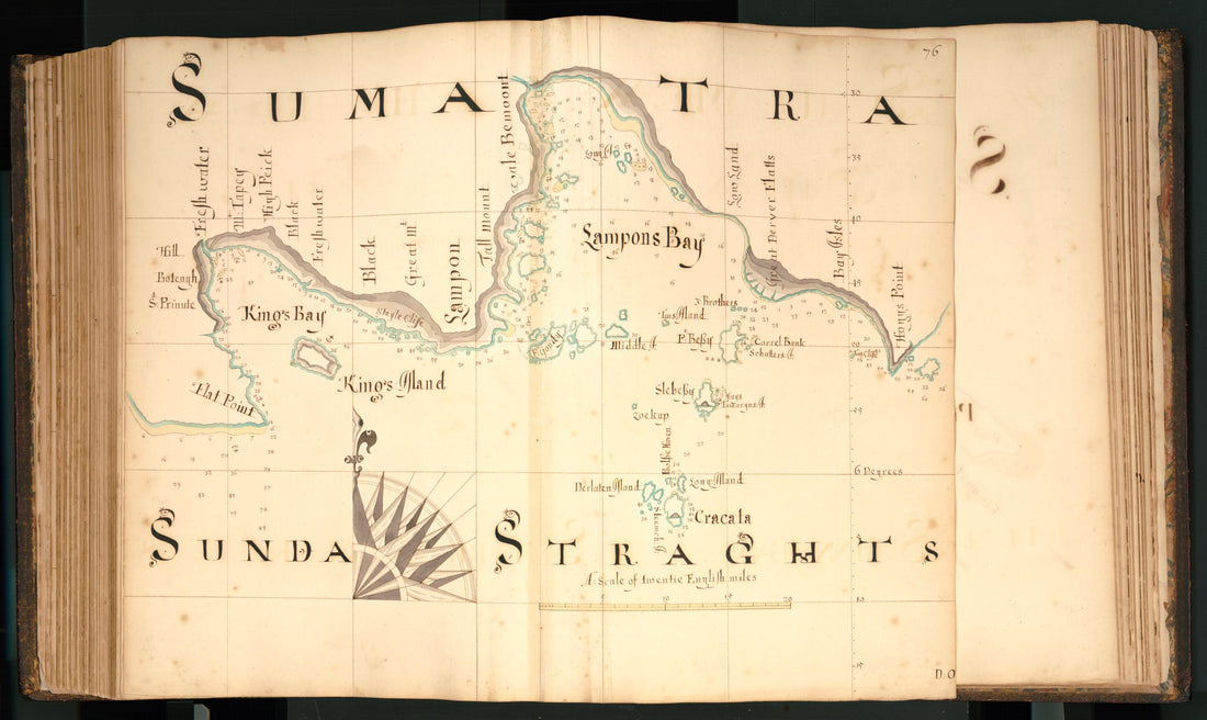 This old map of 76) Sumatra, Sunda Straghts from Buccaneer Atlas from 1690 was created by William Hacke in 1690