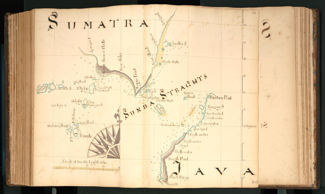 This old map of 78) Sumatra, Sunda Straghts, Java from Buccaneer Atlas from 1690 was created by William Hacke in 1690