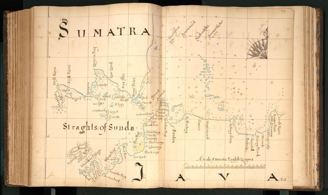 This old map of 79) Sumatra, Straghts of Sunda, Java from Buccaneer Atlas from 1690 was created by William Hacke in 1690