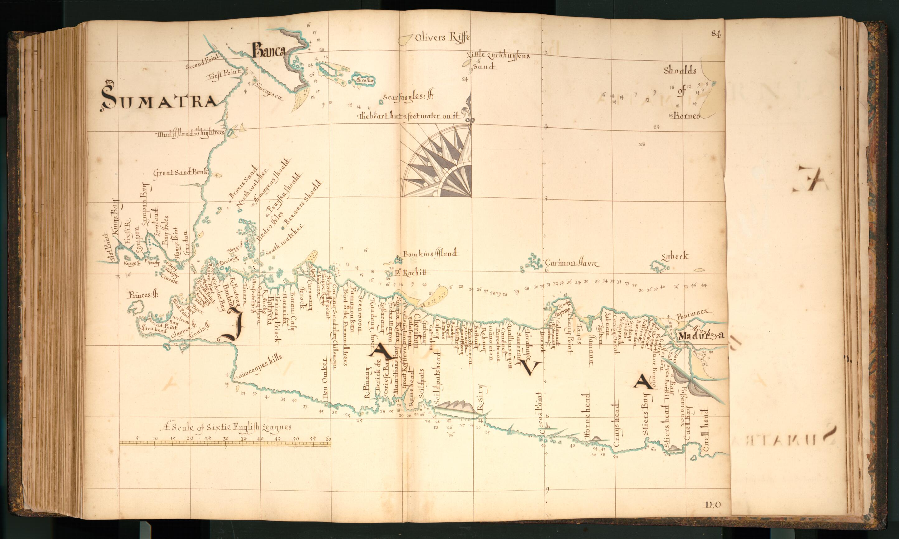 This old map of 84) Sumatra, Java from Buccaneer Atlas from 1690 was created by William Hacke in 1690