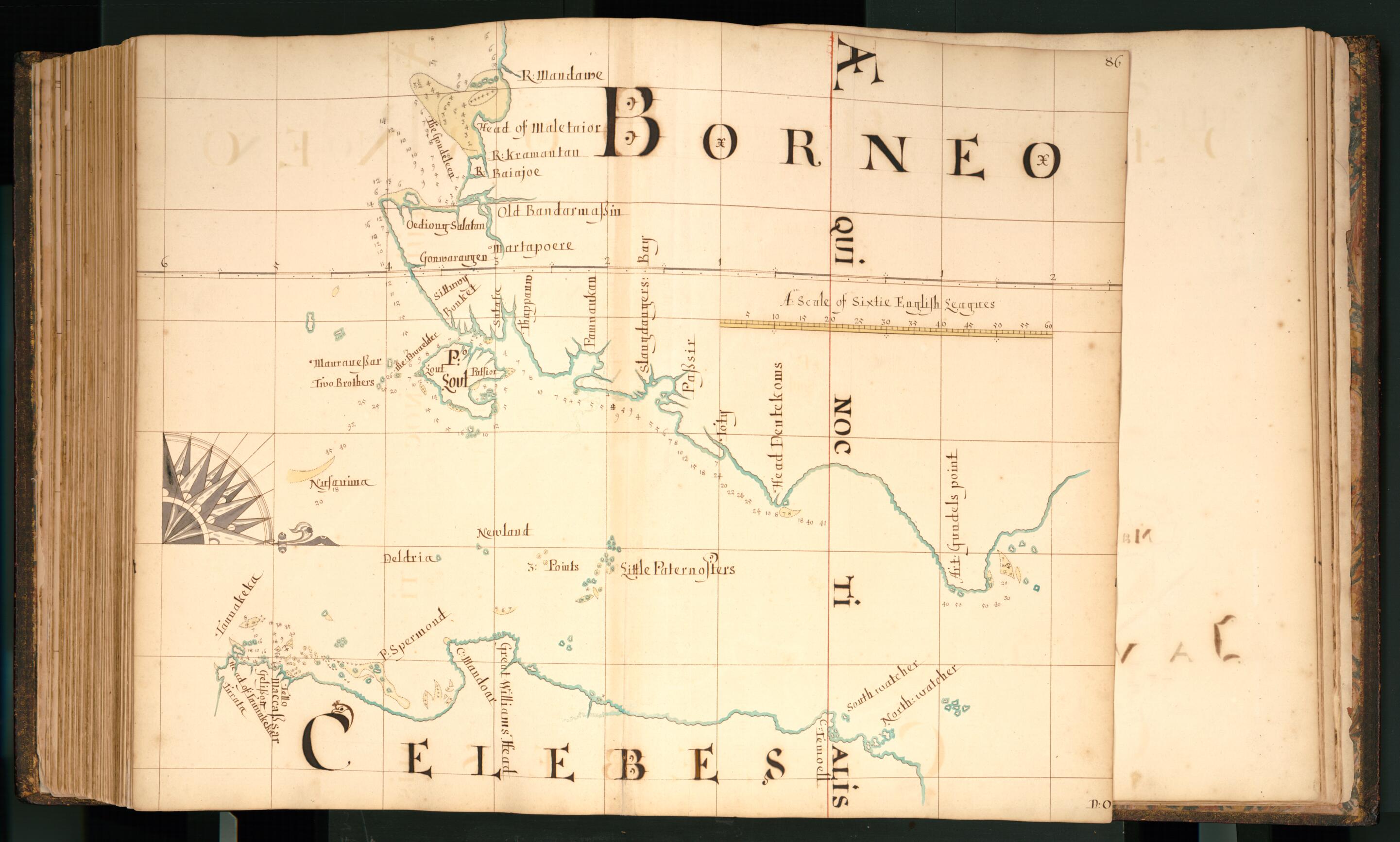 This old map of 86) Borneo, Celebes from Buccaneer Atlas from 1690 was created by William Hacke in 1690