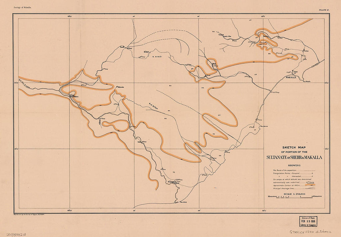 This old map of Image 2 of Geological Map of Portion of the Sultanate of Shehr &amp; Makalla, South Arabia. from Geology of Makalla from 1922 was created by O. H. (Otway Henry) Little in 1922