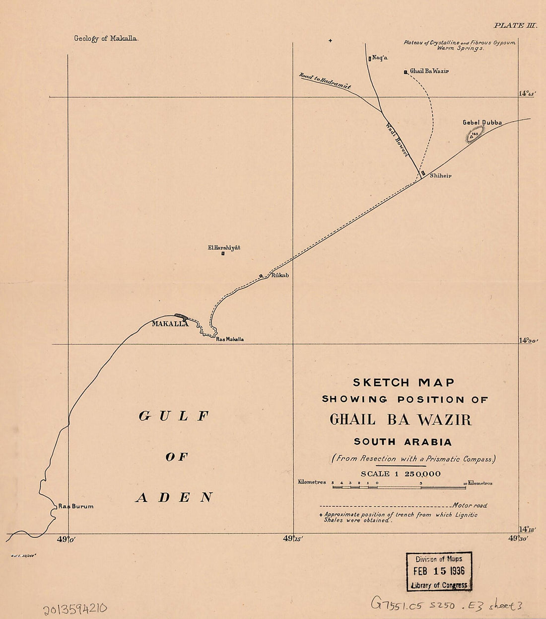 This old map of Image 3 of Geological Map of Portion of the Sultanate of Shehr &amp; Makalla, South Arabia. from Geology of Makalla from 1922 was created by O. H. (Otway Henry) Little in 1922