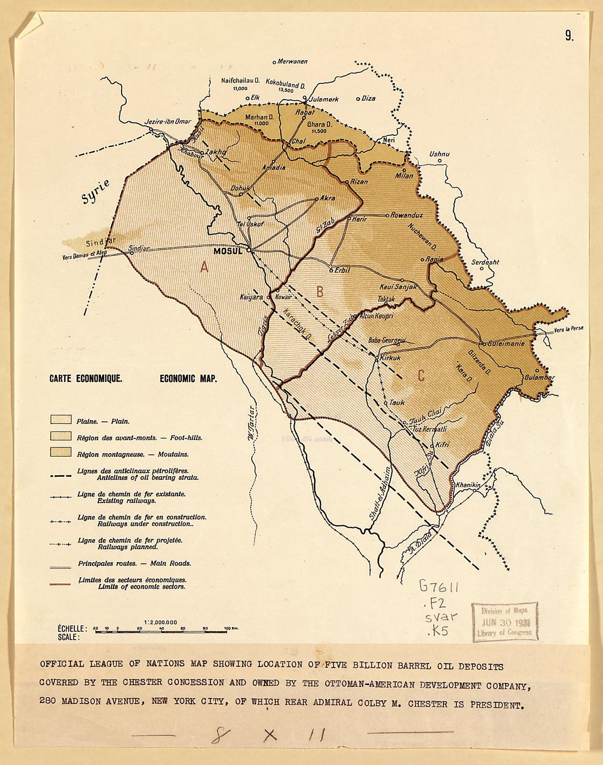 Sheet 9: Economic Map from Question De La Frontière Entre La Turquie Et L&