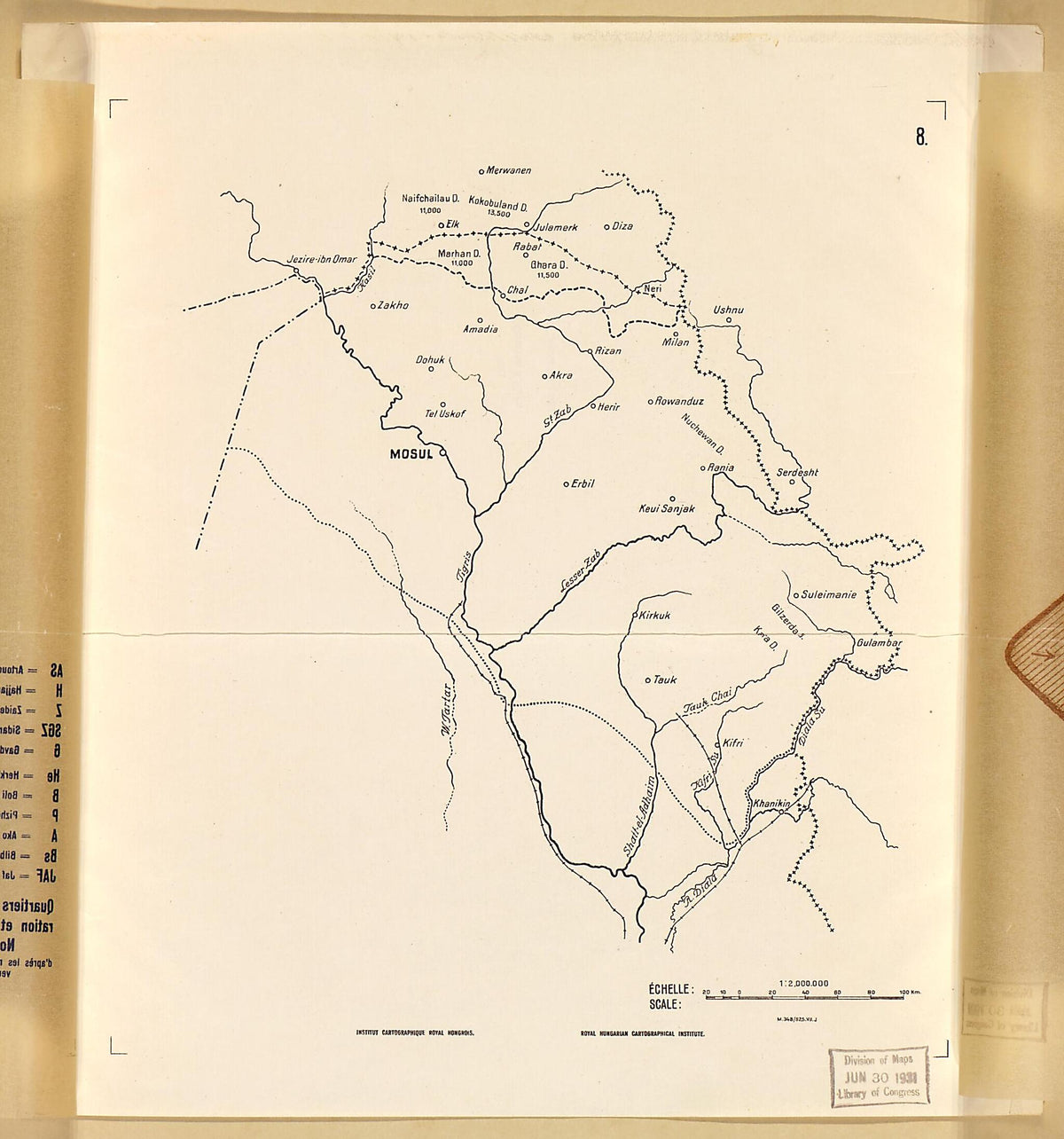 Sheet 8a: Winter Quarters, Routes of Migration, and Summer Quarters of Kurdish... from Question De La Frontière Entre La Turquie Et L&