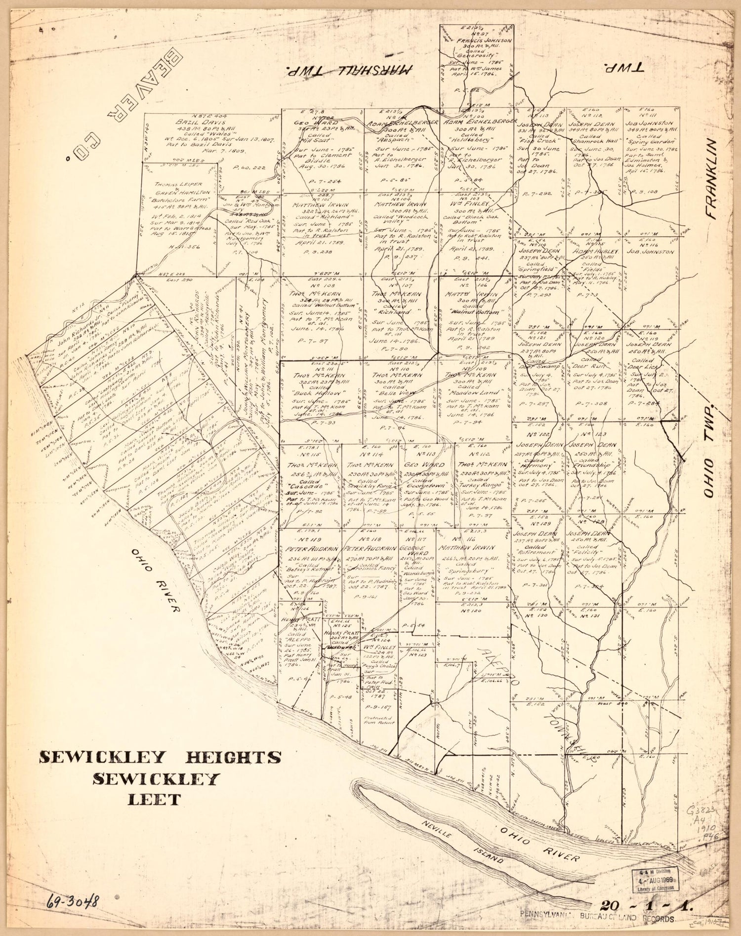 This old map of Sewickley Heights, Sewickley, Leet from 1910 was created by  [Pennsylvania. Bureau of Land Records] in 1910