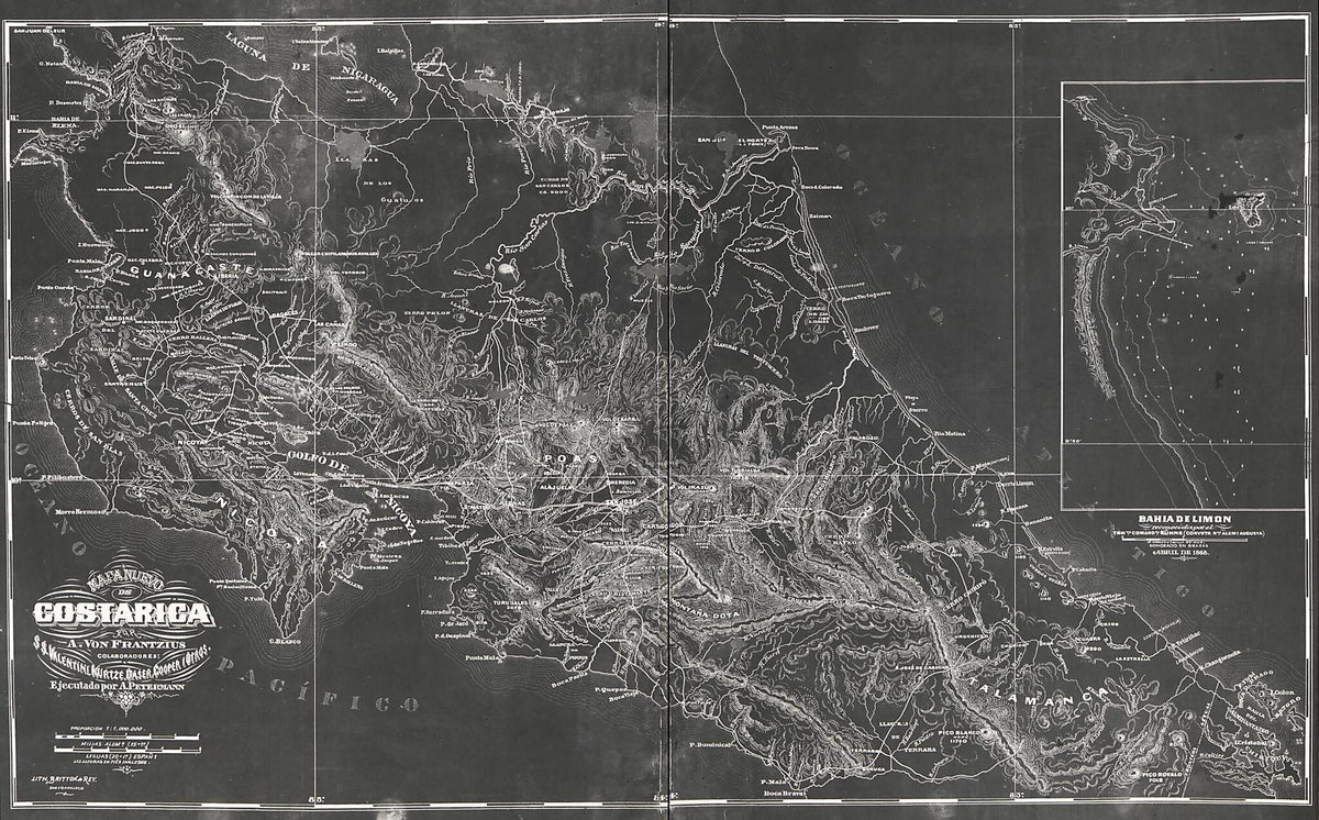 Mapa Nueva De Costarica in 1868 by Relic Map Company