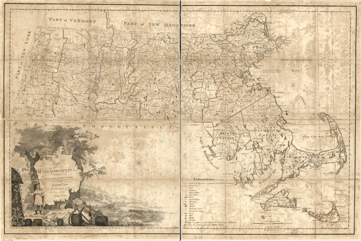 Map of Massachusetts Proper in 1801 by Relic Map Company
