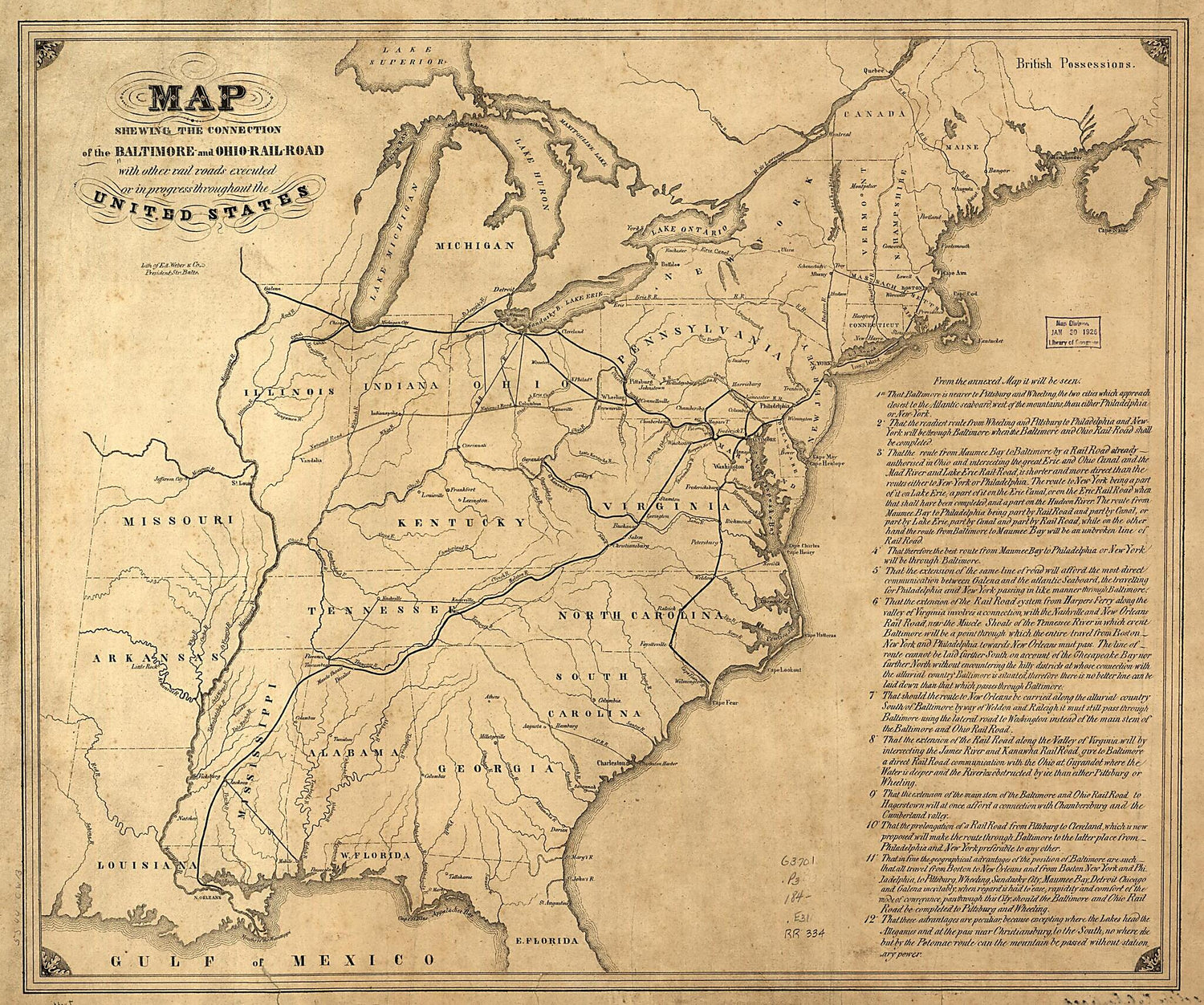 This old map of Rail-Road With Other Rail Roads Executed Or In Progress Throughout the United States from 1840 was created by  Edward Weber &amp; Co in 1840