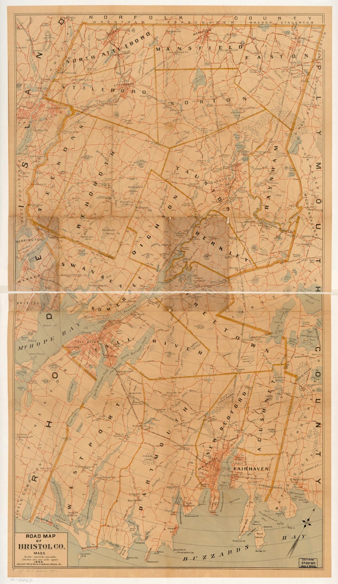 This old map of Road Map of Bristol Co., Massachusetts from 1895 was created by Firm Everts and Richards in 1895