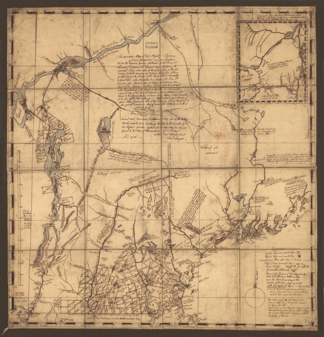 This old map of Hampshire In New England &amp; All the Adjacent Country Northward to the River St. Lawrence, &amp; Eastward to Penobscot Bay, Containing the Principal Places Which Relate to the Present War On the Continent of North America from 1757 was created 