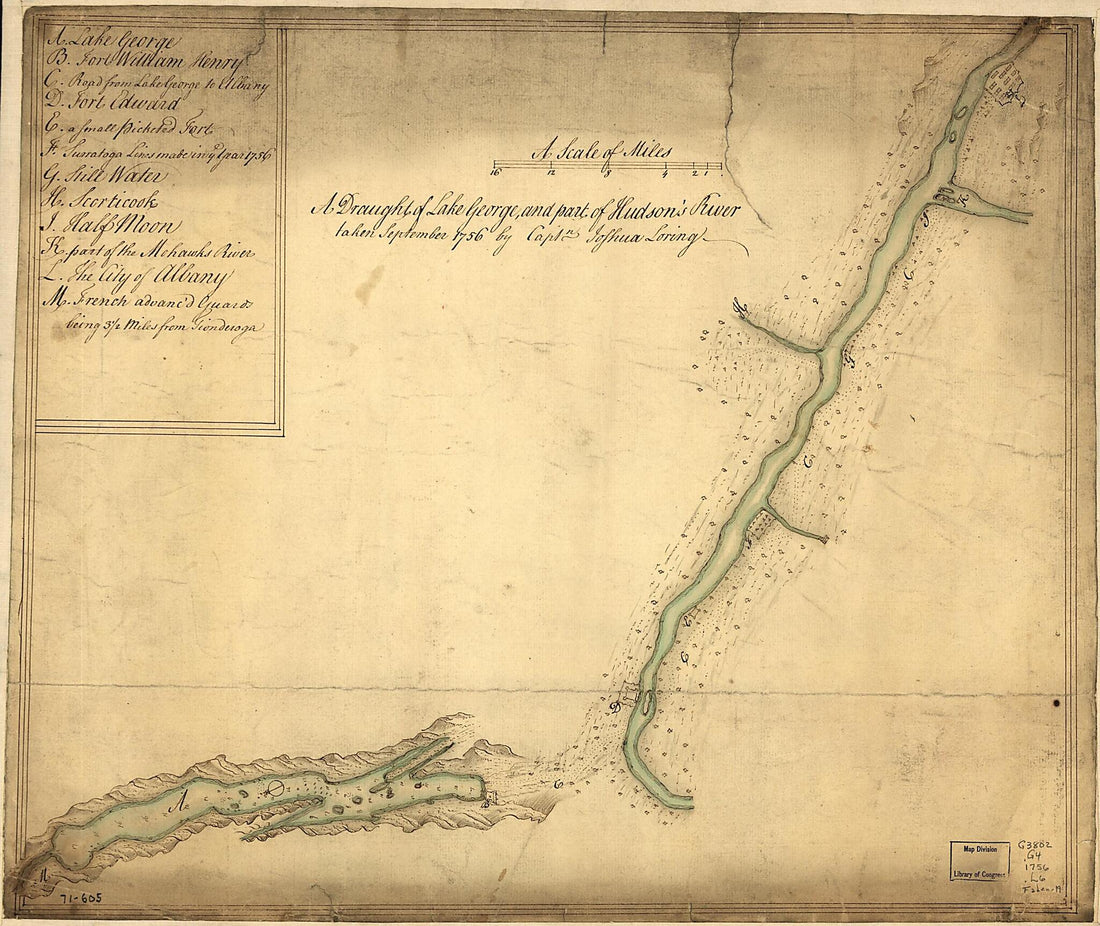 This old map of A Draught of Lake George, and Part of Hudson&