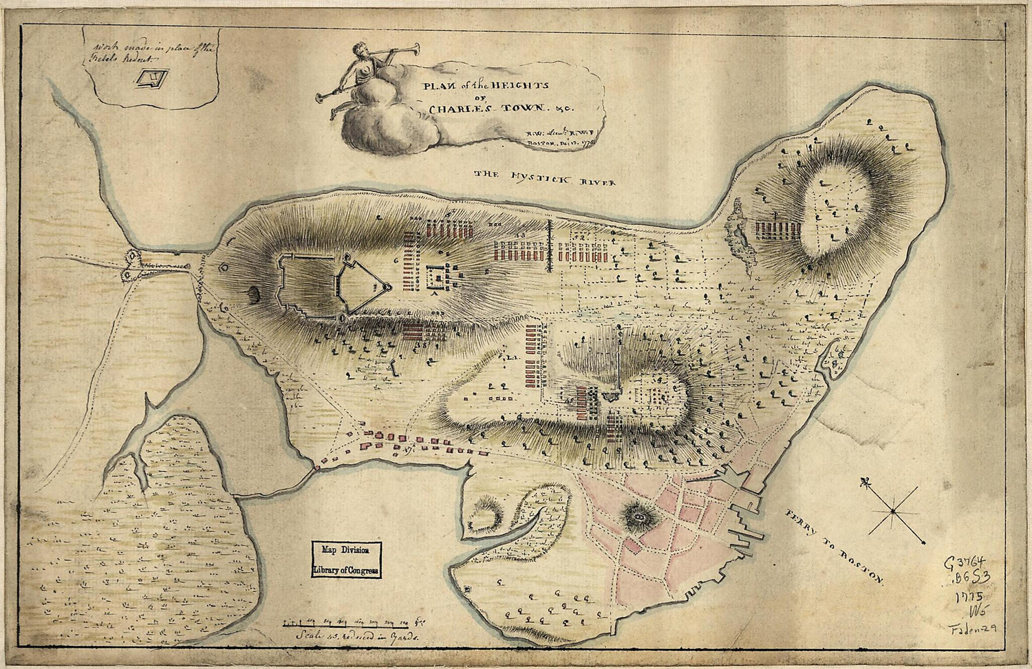 This old map of Plan of the Heights of Charles Town, &amp;c from 1775 was created by Richard Williams in 1775