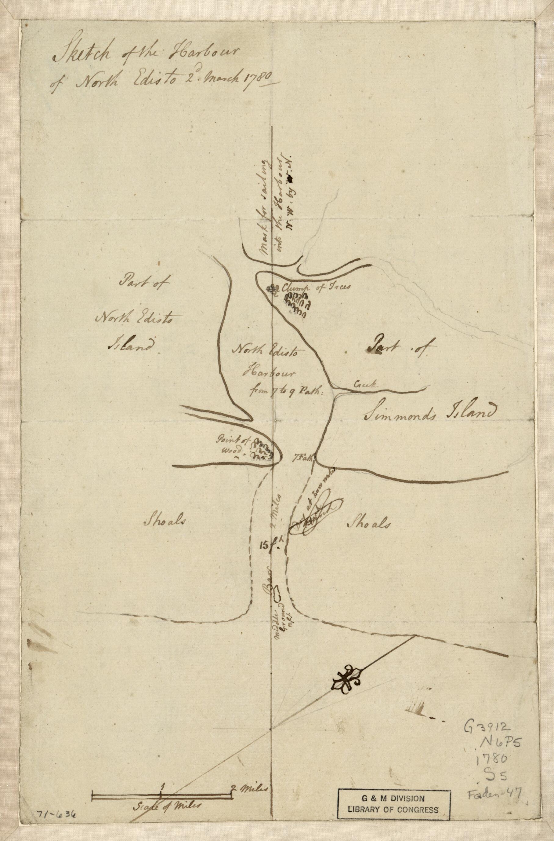 This old map of Sketch of the Harbour of North Edisto, 2d March from 1780 was created by  in 1780