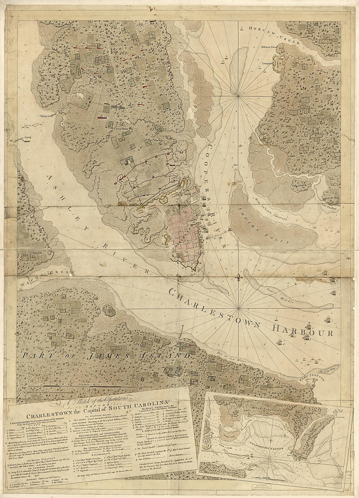 A Sketch of the Operations Before Charlestown, the Capital of South Carolina 1780 by Relic Map Company