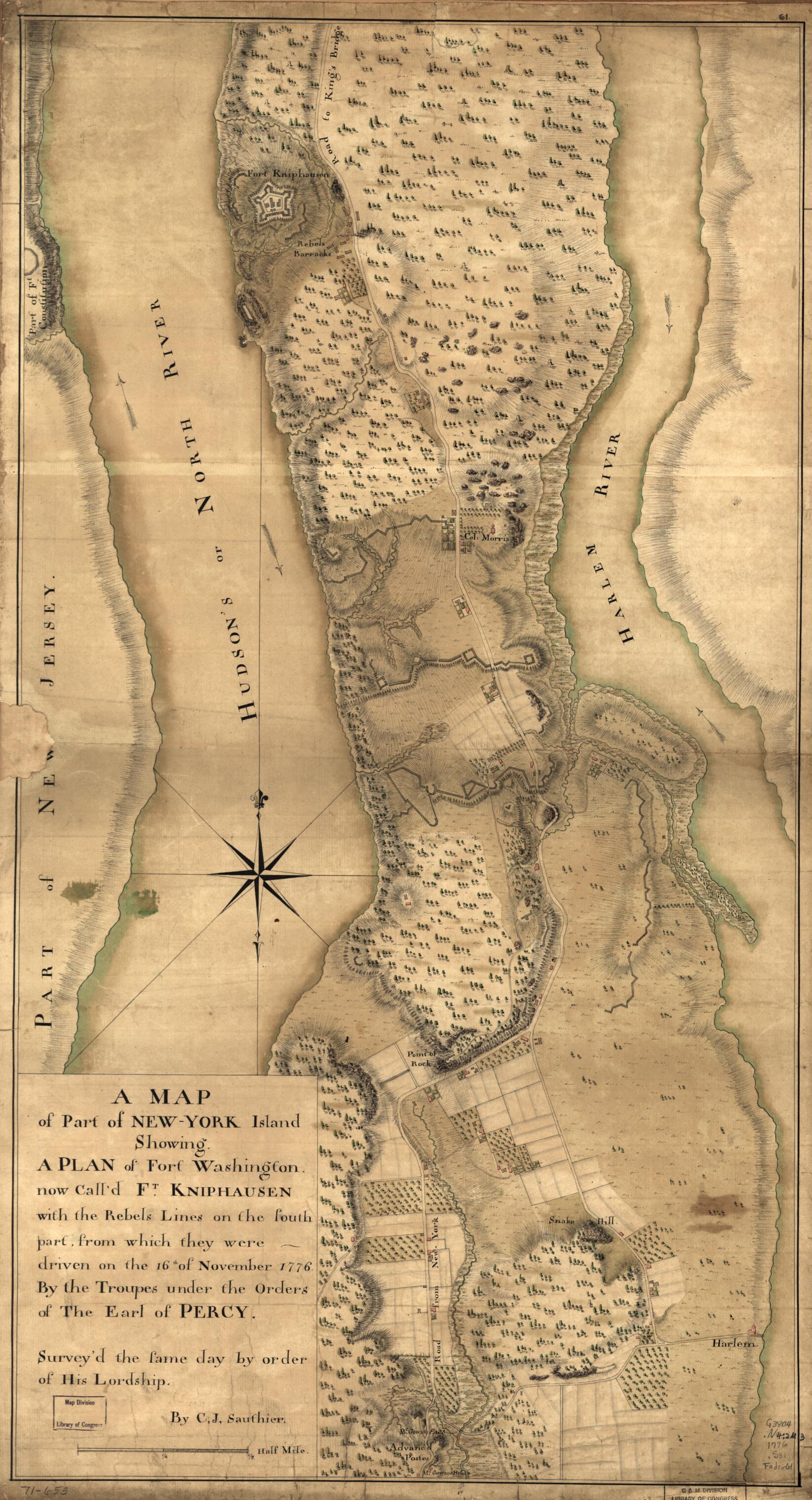 This old map of York Island Showing a Plan of Fort Washington, Now Call&