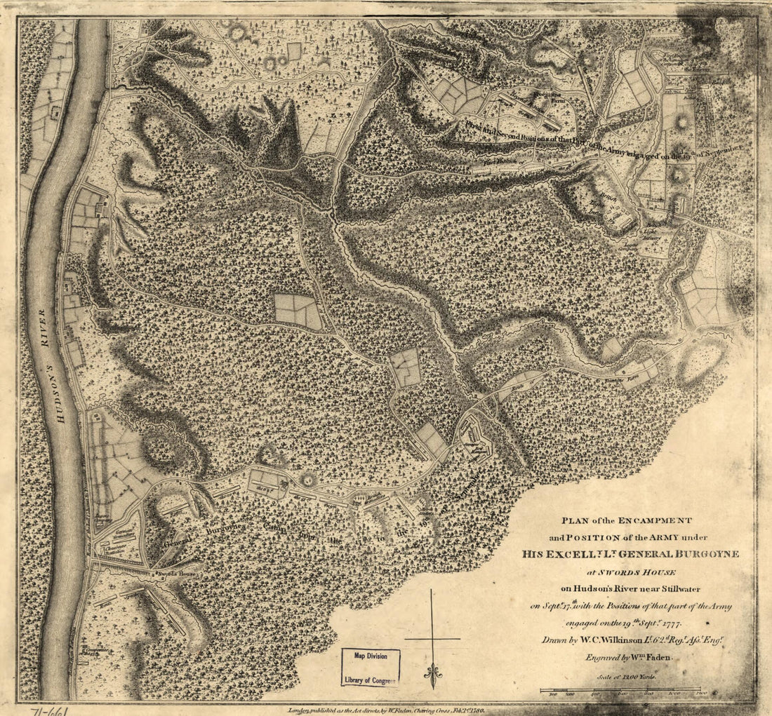 This old map of Plan of the Encampment and Position of the Army Under His Excelly. Lt. General Burgoyne at Swords House On Hudson&