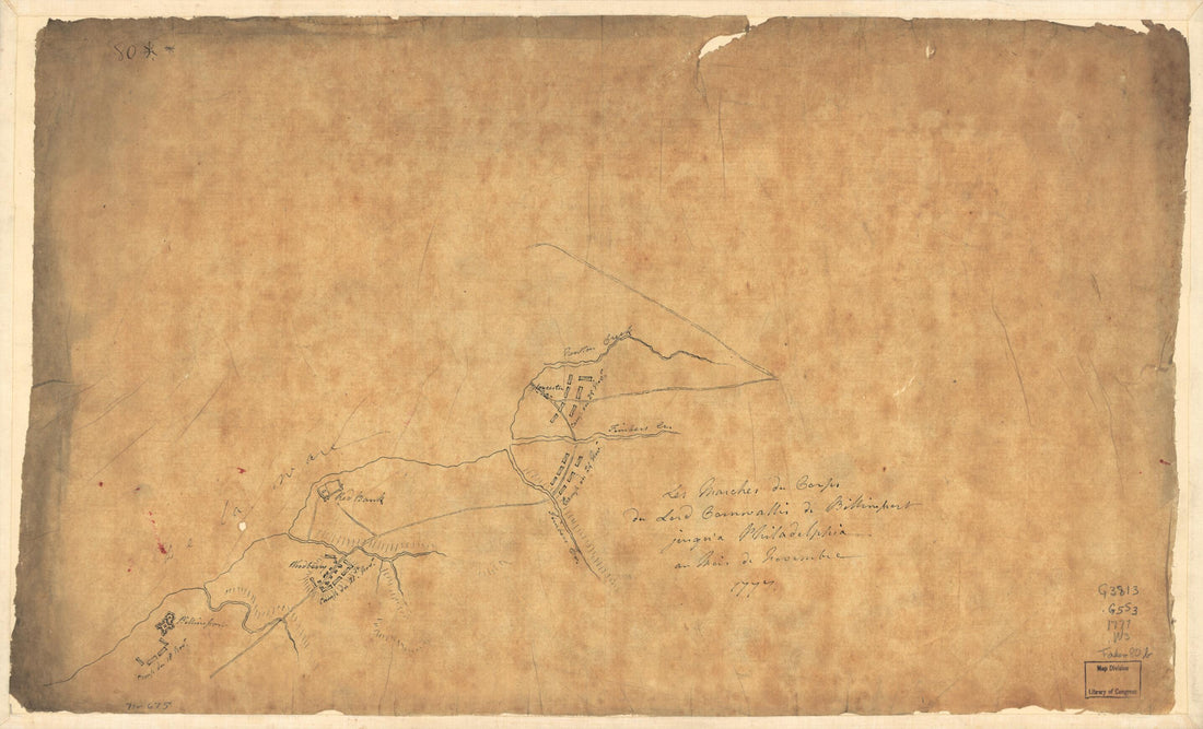 This old map of Les Marches Du Corps Du Lord Cornwallis De Billinsport Jusqu&