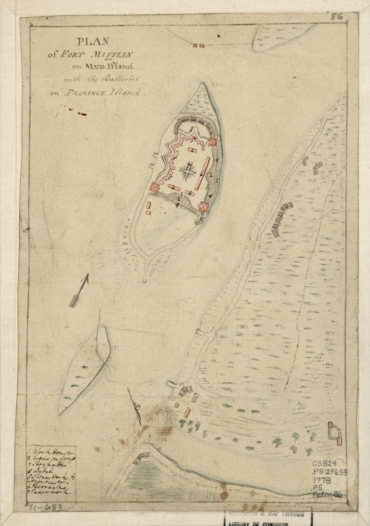 Plan of Fort Mifflin On Mud Island, With the Batteries On Province Island 1778 by Relic Map Company