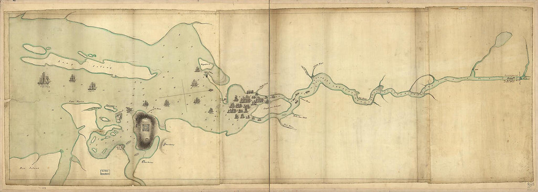 This old map of Penobscot River and Bay, With the Operations of the English Fleet, Under Sir George Collyer, Against the Division of Massachusetts Troops Acting Against Fort Castine, August from 1779; With Full Soundings Up to the Present Site of Bangor 