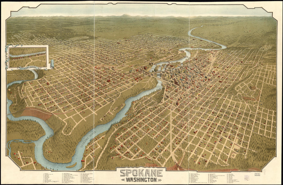 This old map of Spokane, Washington from 1905 was created by Wash.) John W. Graham &amp; Co. (Spokane in 1905