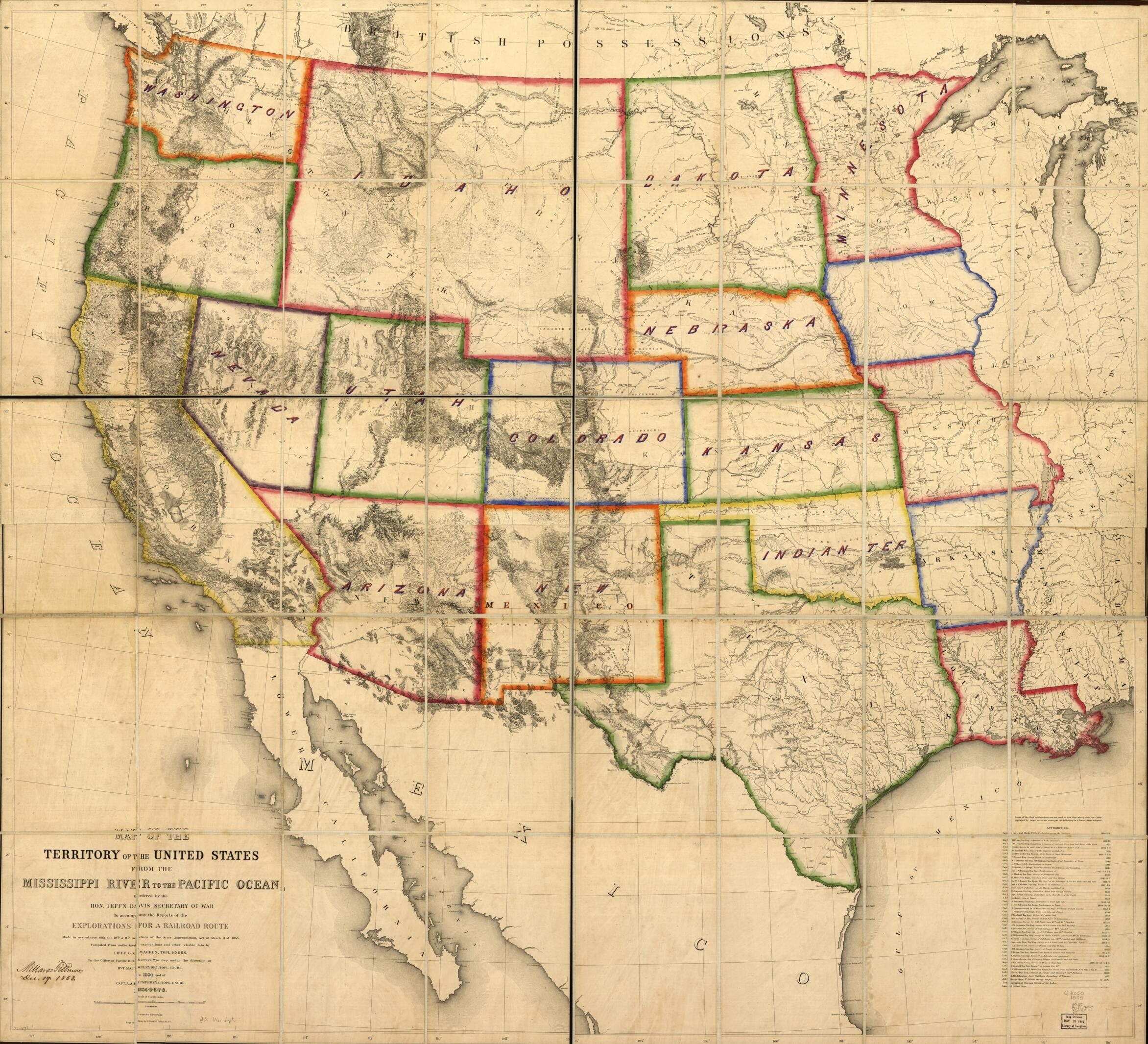 This old map of Map of the Territory of the United States from the Mississippi River to the Pacific Ocean : Ordered by Jeff&