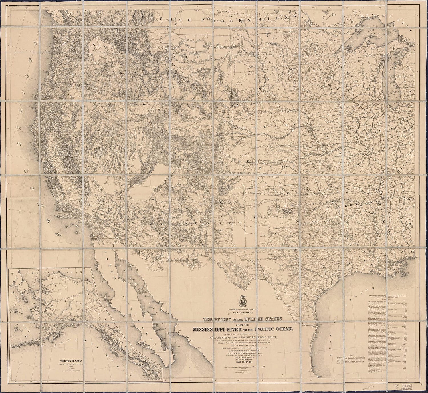 This old map of Territory of the United States from the Mississippi River to the Pacific Ocean; Originally Prepared to Accompany the Reports of the Explorations for a Pacific Railroad Route from 1868 was created by Julius Bien, Millard Fillmore, Edward F