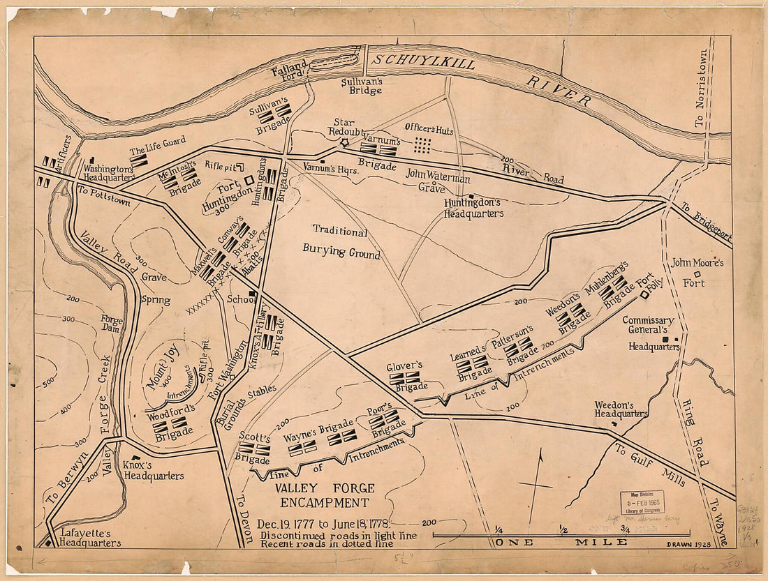 This old map of Valley Forge Encampment, Dec. 19, 1777 to June 18, 1778 from 1928 was created by  in 1928