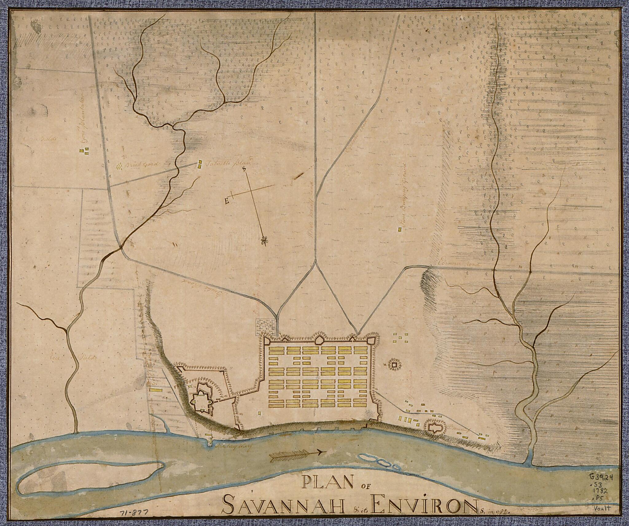 This old map of Plan of Savannah &amp; Its Environs In from 1782 was created by  in 1782