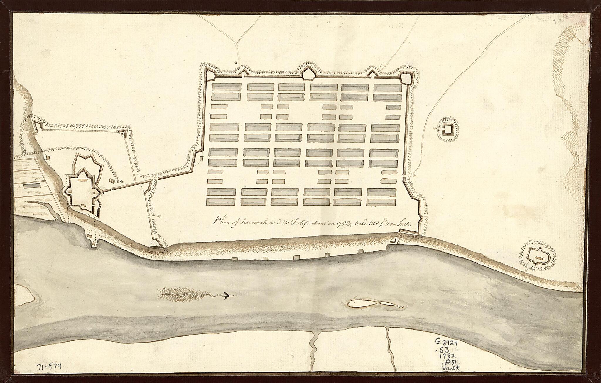 This old map of Plan of Savannah and Its Fortifications In from 1782 was created by  in 1782