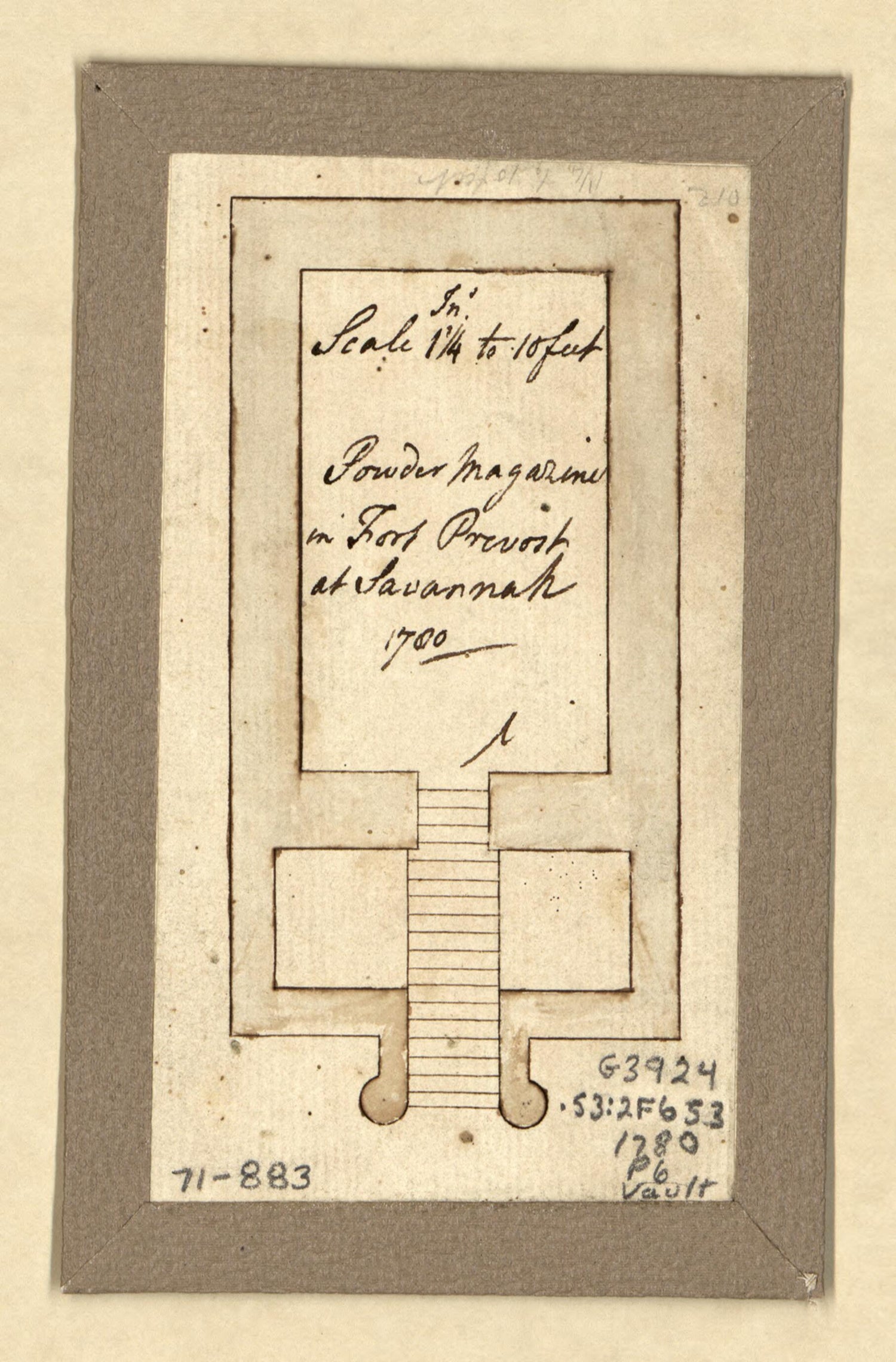 This old map of Powder Magazine In Fort Prevost at Savannah from 1780 was created by  in 1780