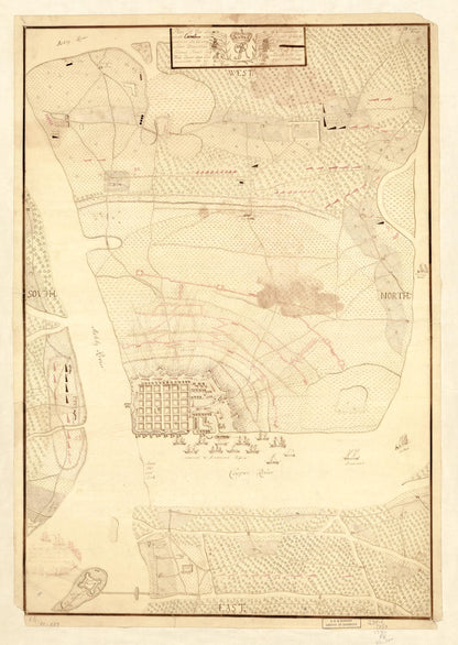 This old map of Crieff As Chief Ingener, This Town Was Surrendered With Capitulation the 12. May from 1780 After 6 Weeks and 3 Days Siege was created by Patrick Fennigan in 1780