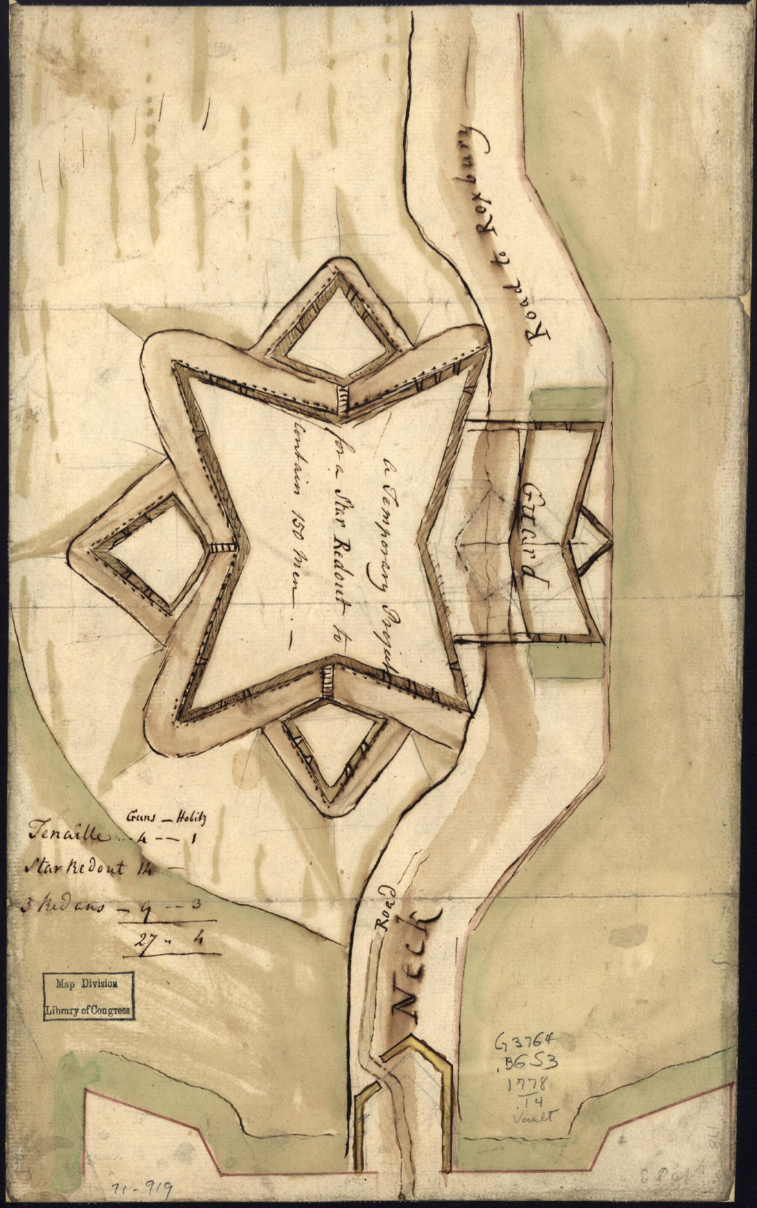 This old map of A Temporary Project for a Star Redout sic to Contain 150 Men from 1778 was created by  in 1778