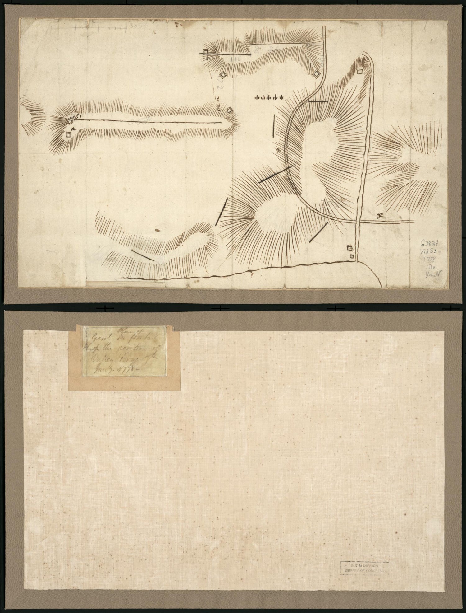 This old map of Plan of Genl Du Portail. Plan of the Position of Valley Forge After Jany. from 1778 was created by  Jean-Louis Le Bègue De Presle in 1778