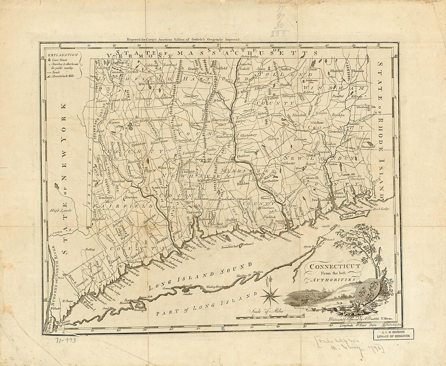 This old map of Connecticut, from the Best Authorities from 1795 was created by Amos Doolittle in 1795
