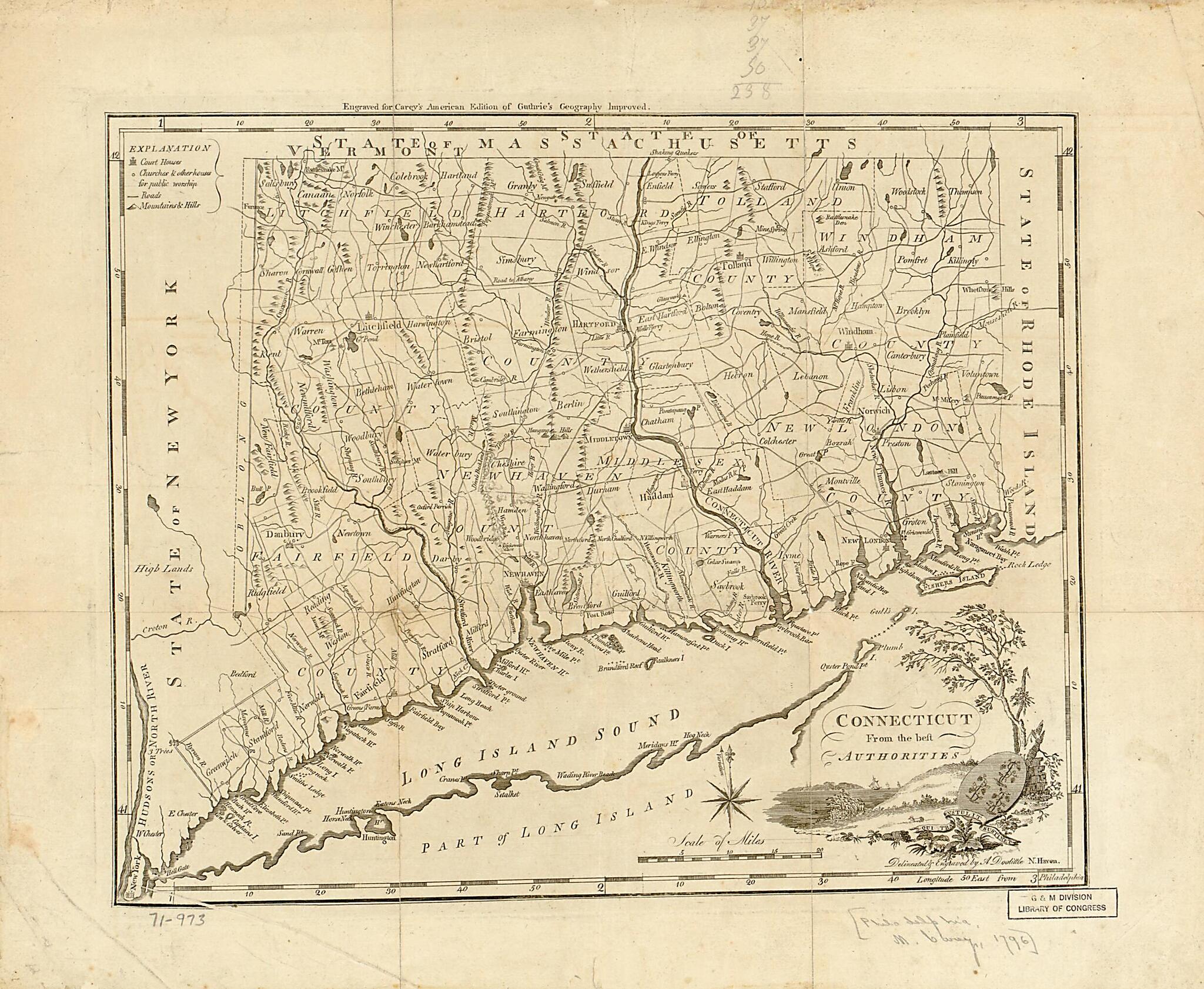 This old map of Connecticut, from the Best Authorities from 1795 was created by Amos Doolittle in 1795