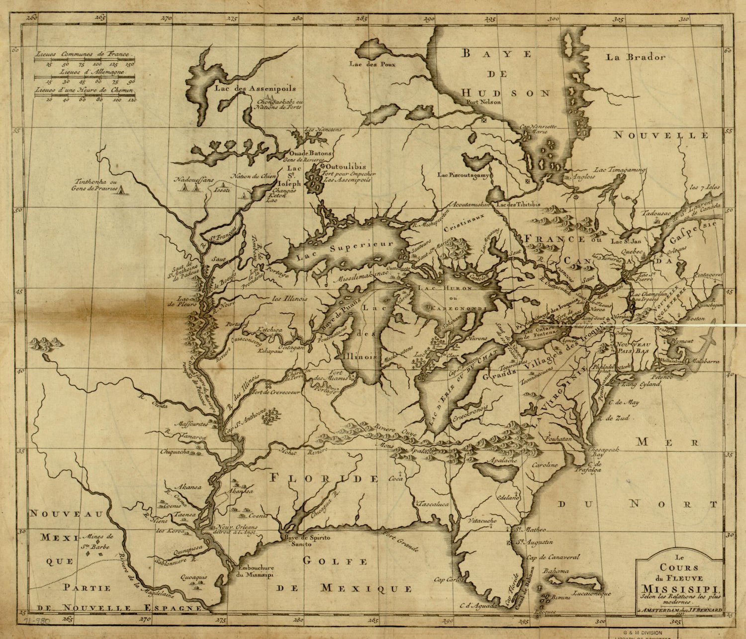 This old map of Le Cours Du Fleuve Missisipi Selon Les Relations Les Plus Modernes from 1737 was created by  Frédéric in 1737