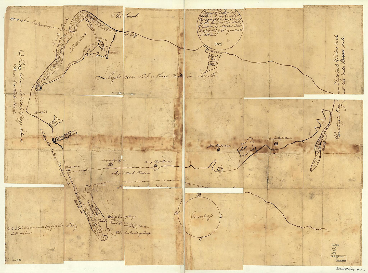 This old map of Map of Queens Village Or Lloyd Neck In Queens County On the North Side of Long Island In the Province (now State) of New York. Situated Near the Parallel of 41 Degrees North Lattitude from 1781 was created by  in 1781