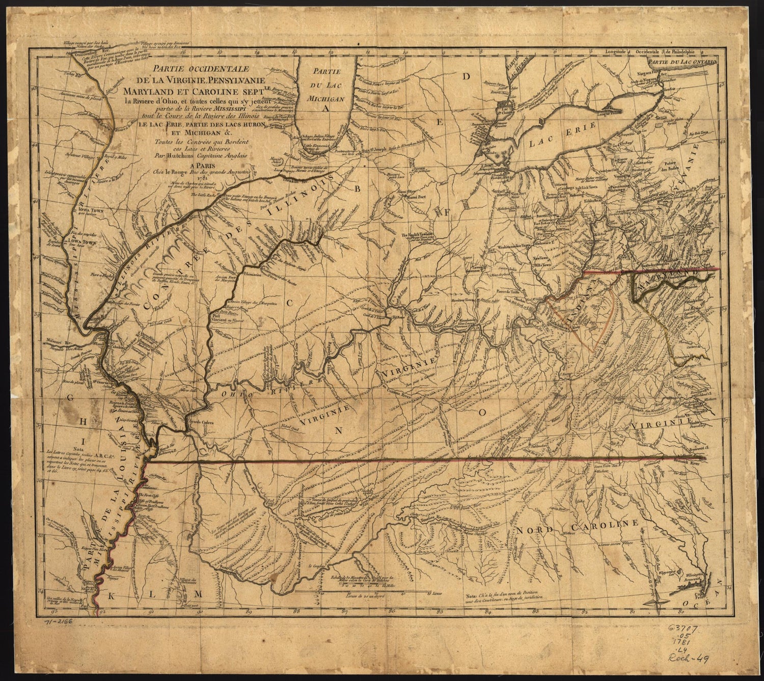 This old map of Partie Occidentale De La Virginie, Pensylvanie, Maryland, Et Caroline Septle. La Rivière D&