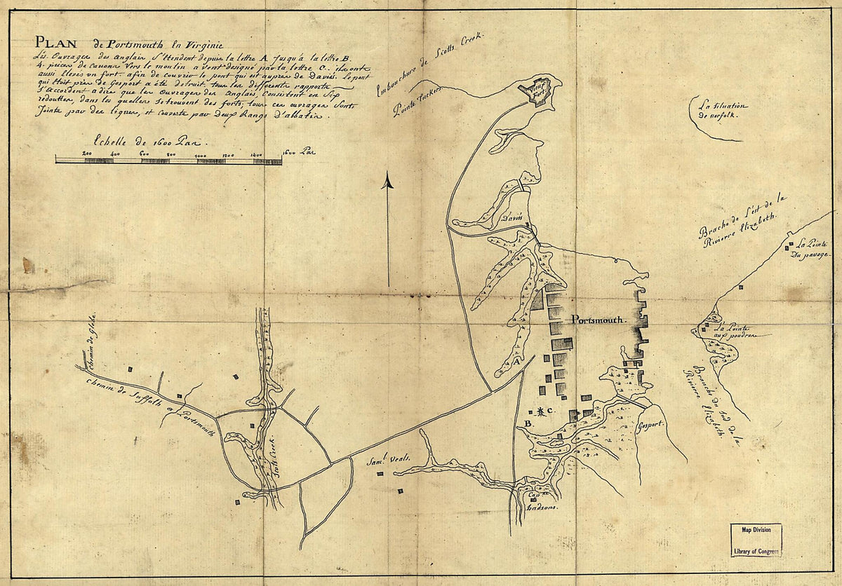 Plan De Portsmouth En Virginie 1781 by Relic Map Company