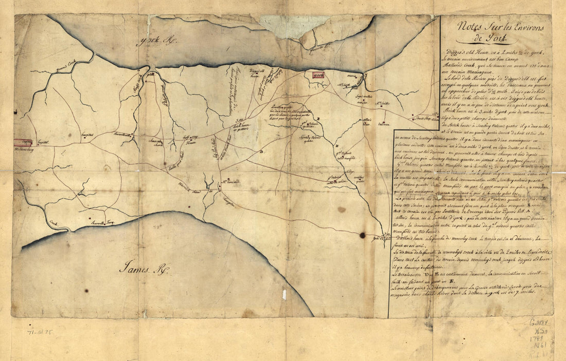 This old map of Notes Sur Les Environs De York from 1781 was created by  in 1781