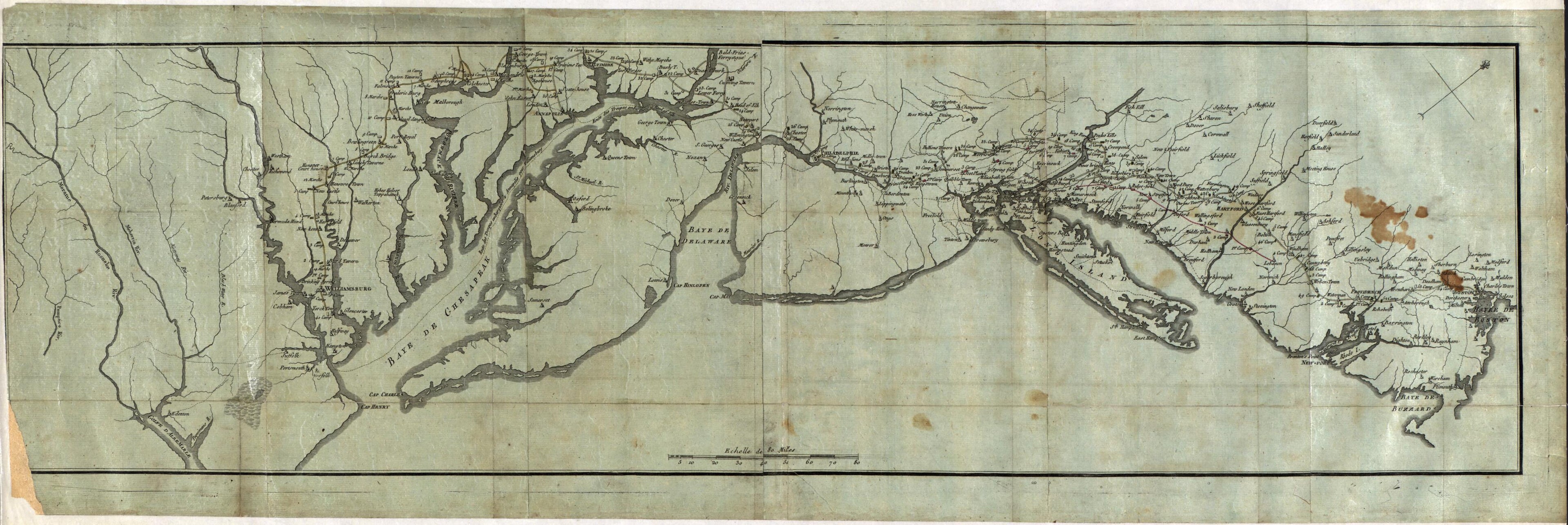 This old map of Town à Boston from 1787 was created by François Soulés in 1787