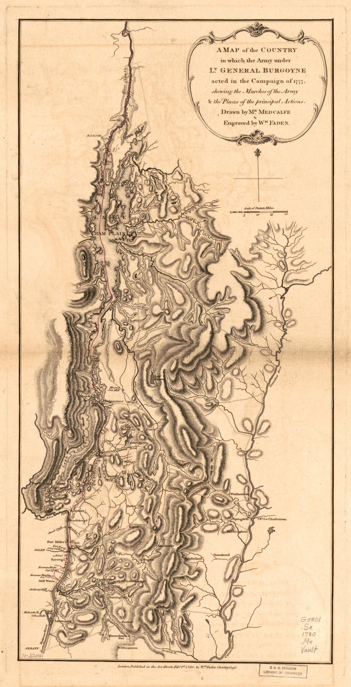 A Map of the Country In Which the Army Under Lt. General Burgoyne Acted In the Campaign of 1777, Shewing the Marches of the Army &amp; the Places of the Principal Actions 1780 by Relic Map Company