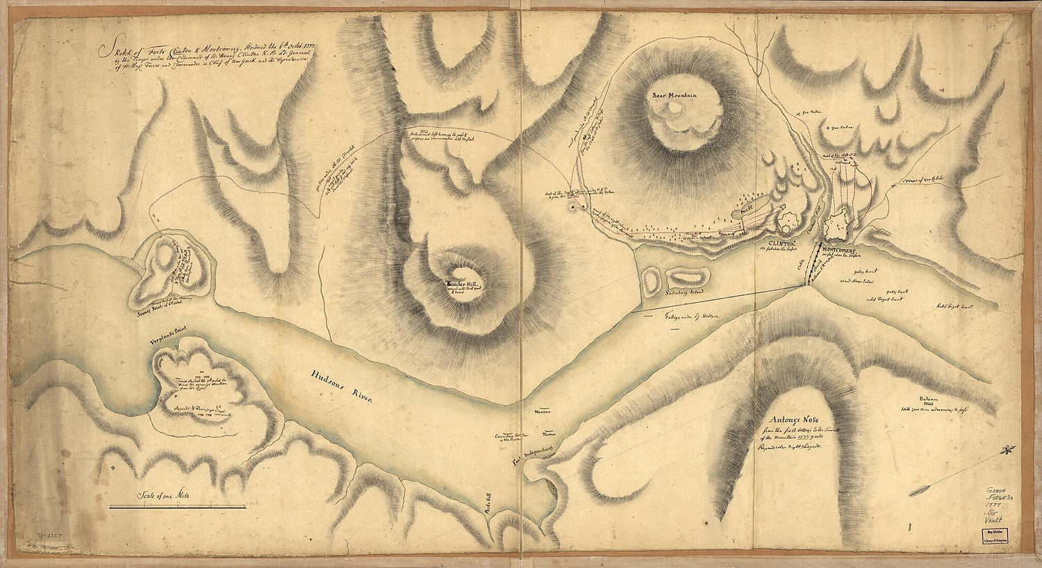 This old map of Sketch of Forts Clinton &amp; Montgomery, Stormed the 6th Octob. 1777 by the Troops Under the Command of Sir Henry Clinton, K.B., Lt. General of H. Maj. Forces and Commander In Chief of New Yorck and Its Dependencies from 1776 was created by 