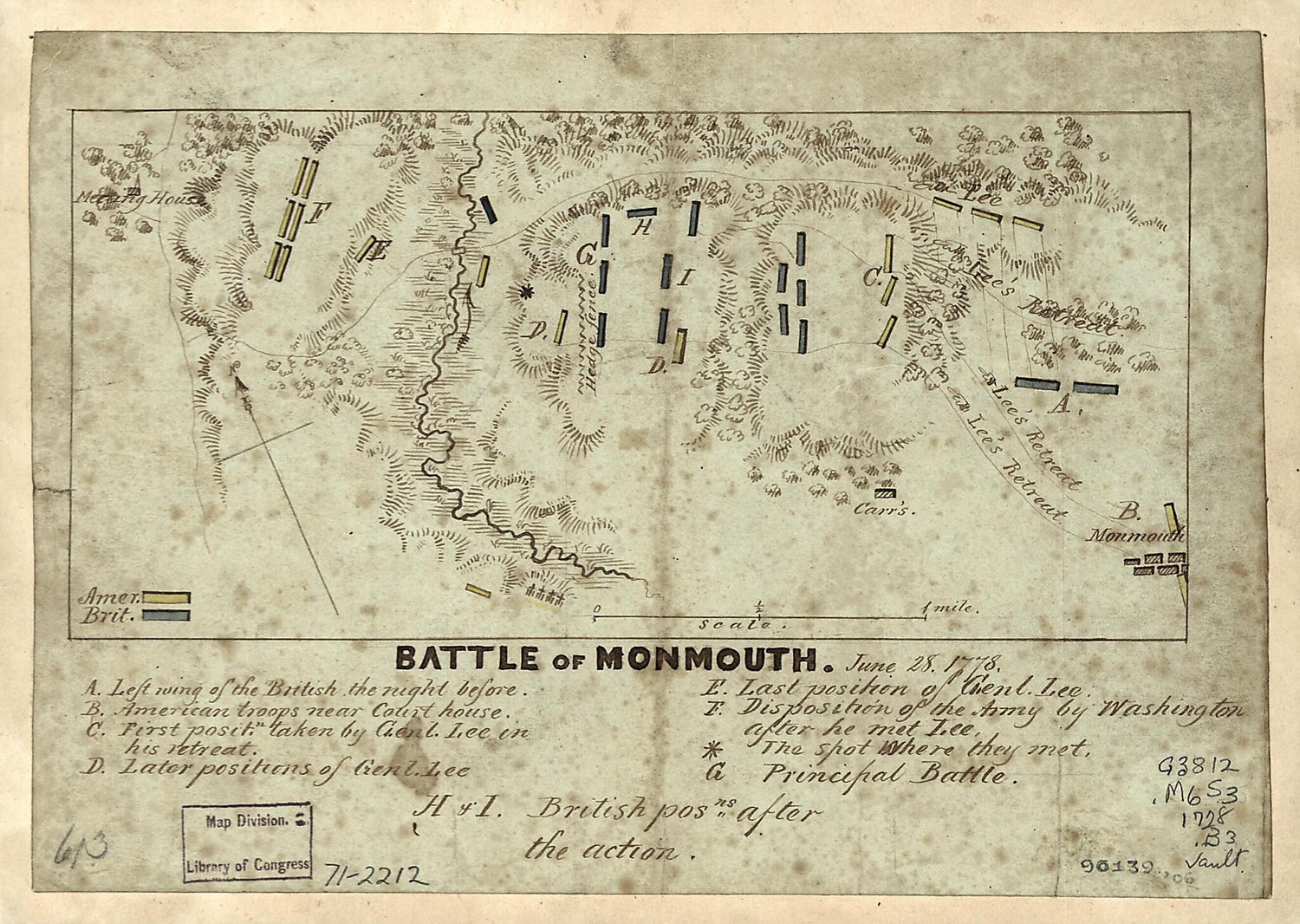 This old map of Battle of Monmouth, June 28, from 1778 was created by  in 1778